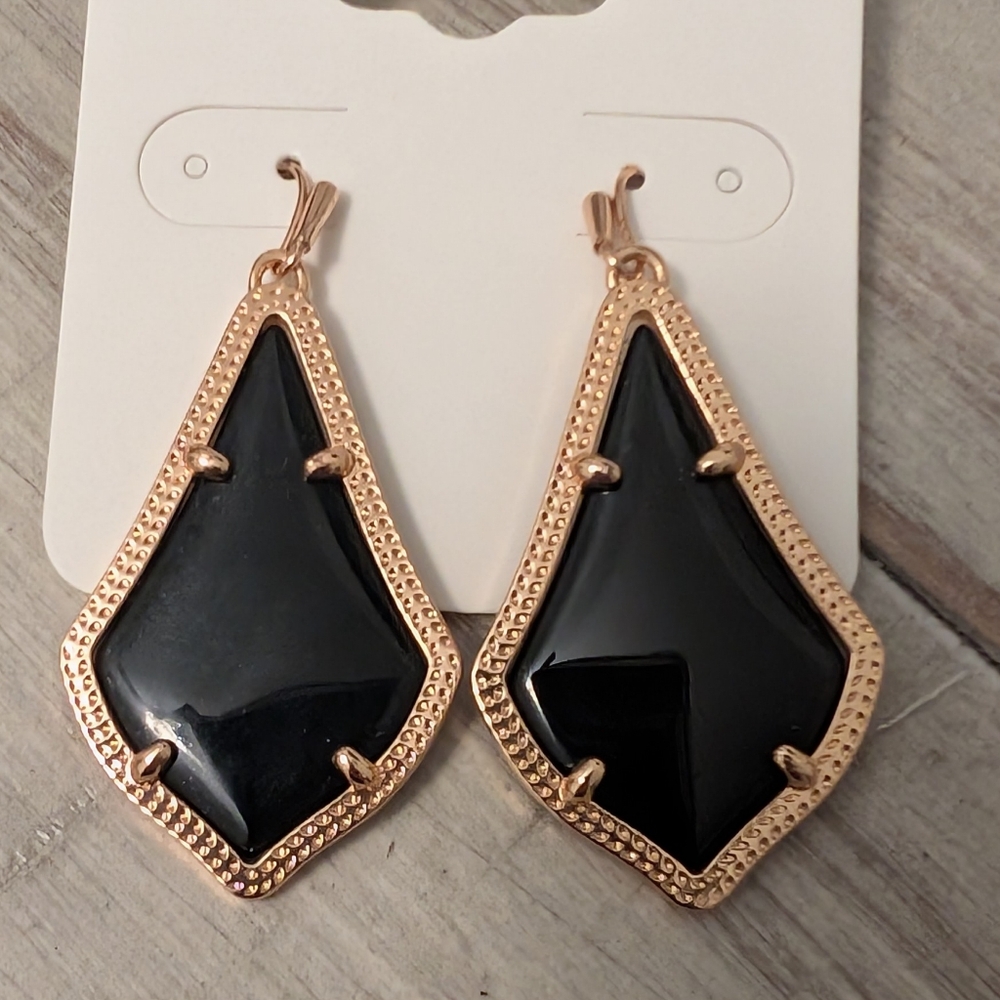 Kendra Scott Alex Earrings Rose Gold And Black